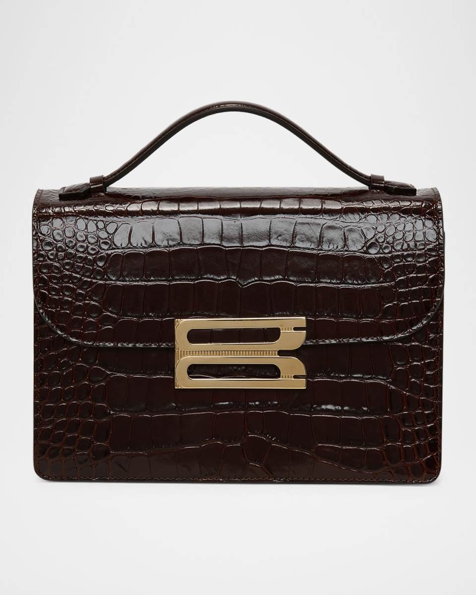 The Dorian Croc-Embossed Leather Crossbody Bag